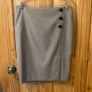 Ann Taylor Black and Brown Checkered Pencil Skirt